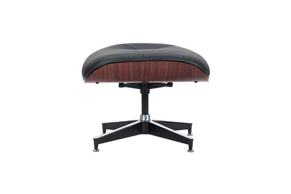 Matt Blatt Eames Premium Replica Leather Lounge Chair and Ottoman - Black Leather/Rosewood