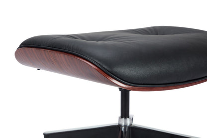 Matt Blatt Eames Premium Replica Leather Lounge Chair and Ottoman - Black Leather/Rosewood