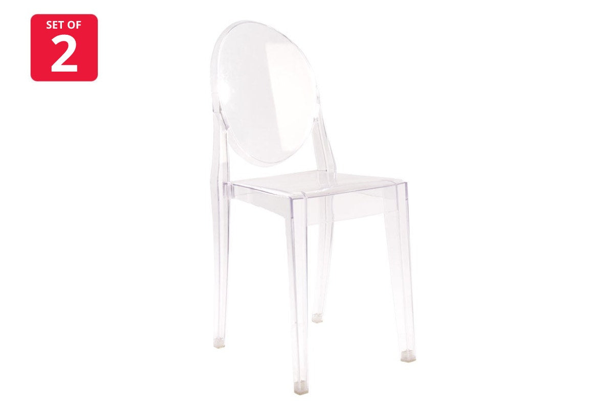 Matt Blatt Set of 2 Philippe Starck Victoria Ghost Chairs Replica - Clear