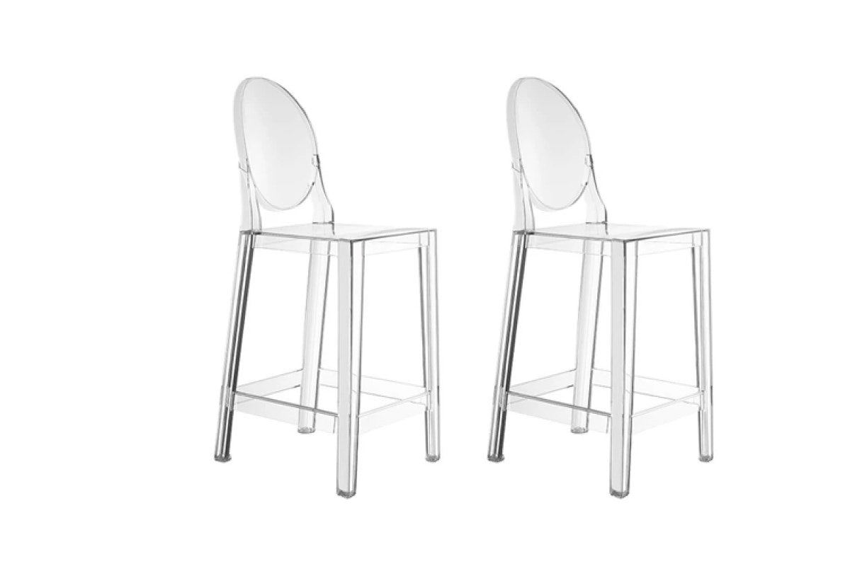 Set of 2 Matt Blatt Philippe Starck Victoria Ghost Stools Replica (Clear, 65cm)