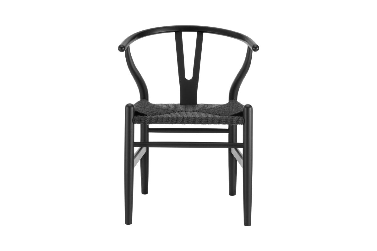 Set of 2 Matt Blatt Hans Wegner Wishbone Dining Chairs Replica (Beech Wood Black/Black)
