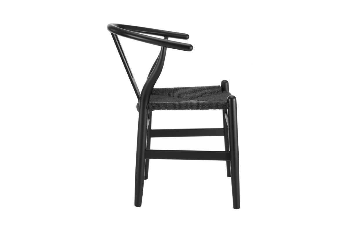 Set of 2 Matt Blatt Hans Wegner Wishbone Dining Chairs Replica (Beech Wood Black/Black)