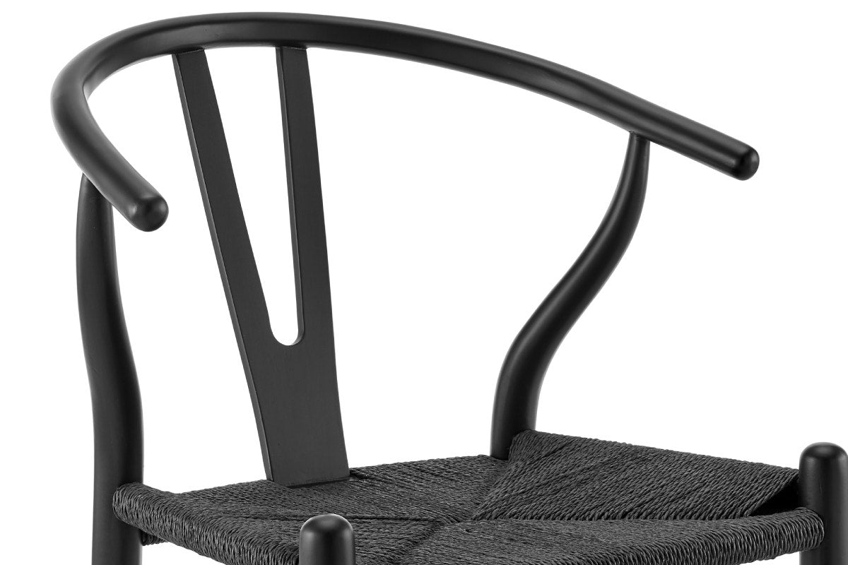 Set of 2 Matt Blatt Hans Wegner Wishbone Dining Chairs Replica (Beech Wood Black/Black)