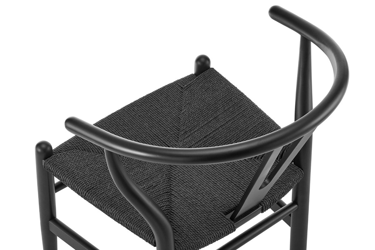 Set of 2 Matt Blatt Hans Wegner Wishbone Dining Chairs Replica (Beech Wood Black/Black)