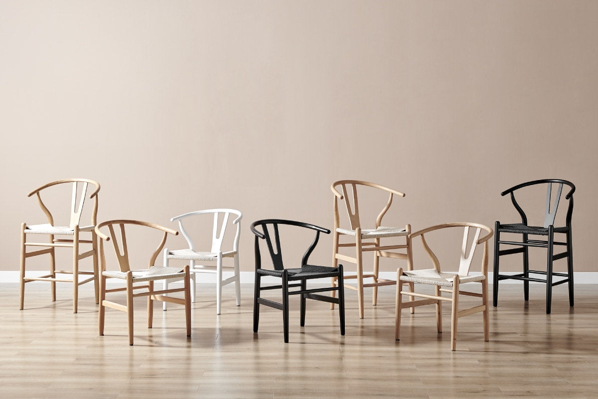 Set of 2 Matt Blatt Hans Wegner Wishbone Dining Chairs Replica (Beech Wood/Natural)