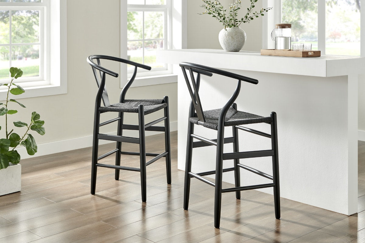 Matt Blatt Hans Wegner Wishbone Stool Replica (Beech Wood Black/Black)