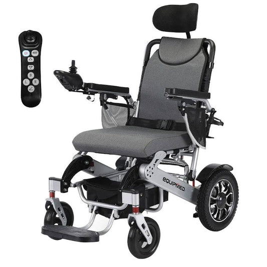 Equipmed Power Electric Wheelchair Long Range Black & Silver - Ultimate Mobility Solution