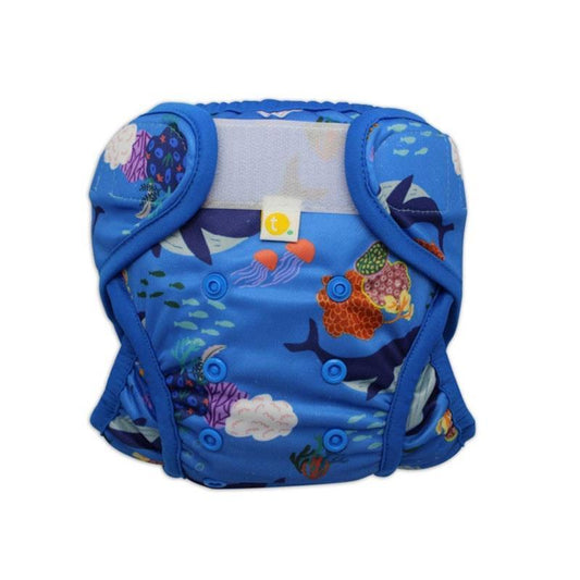 Tyoub x Suki McMaster Adjustable Reusable Swim Nappy & Wet Bag - Whales (One Size)-Auzzi Store