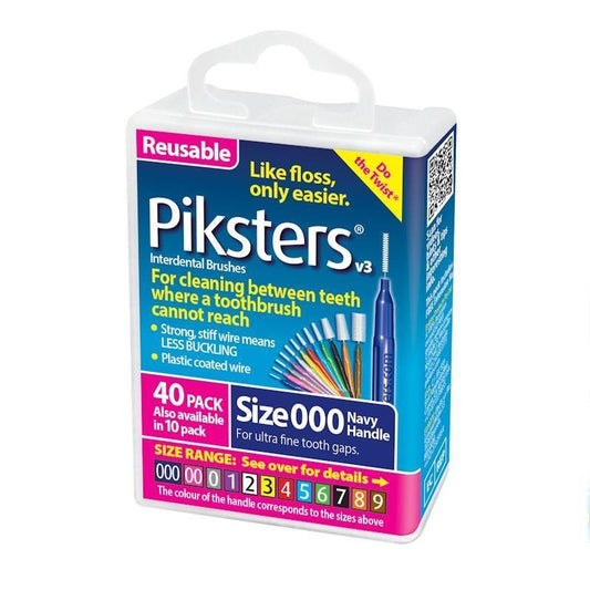 Piksters Interdental Brushes Navy Size 000 - 40 Pack