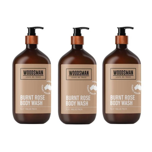 Woodsman Burnt Rose Body Wash 1L - 3 Pack - Auzzistore