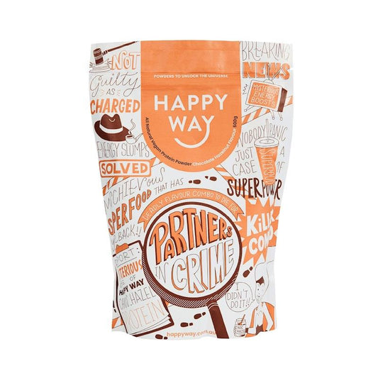 Happy Way Chocolate Hazelnut Vegan Protein Powder 500g - Plant-Based Muscle Strength Enhancer