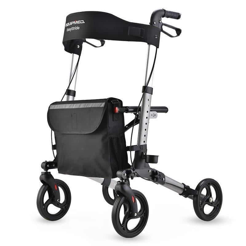 Equipmed Easy Stride Foldable Aluminium Walking Frame Rollator - Silver