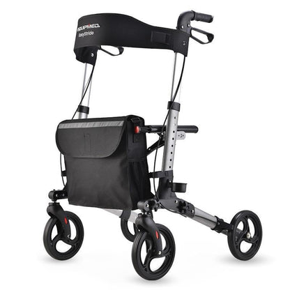 Equipmed Easy Stride Foldable Aluminium Walking Frame Rollator - Silver