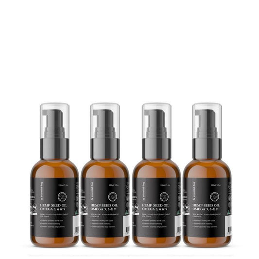 Essential Dog 100% Raw Hemp Seed Oil for Dogs - 4x100ml