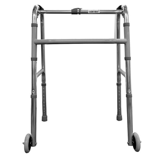 Livingstone Walking Frame - Adjustable Foldable Aluminium with 2 Front Castors (Silver) - Auzzistore