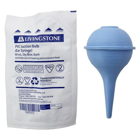 Livingstone 60ml Ear Syringe Suction Bulb - Sterile, PVC, Latex Free