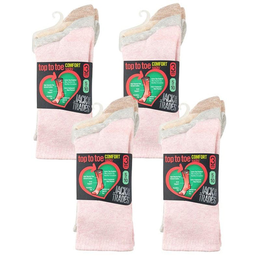 Jack of All Trades 12 Pairs of Women's Top to Toe Comfort Socks - Marle Size 5-10-Auzzi Store