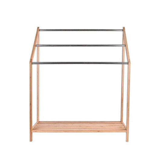 Clevinger Bamboo Towel Holder with 3 Rails & Shelf - 85cm-Auzzi Store