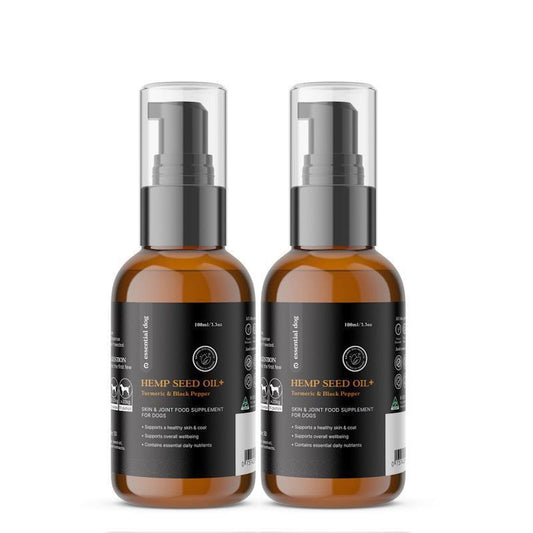 Essential Dog 100% Raw Hemp Seed Oil with Turmeric and Black Pepper - 2x100ml