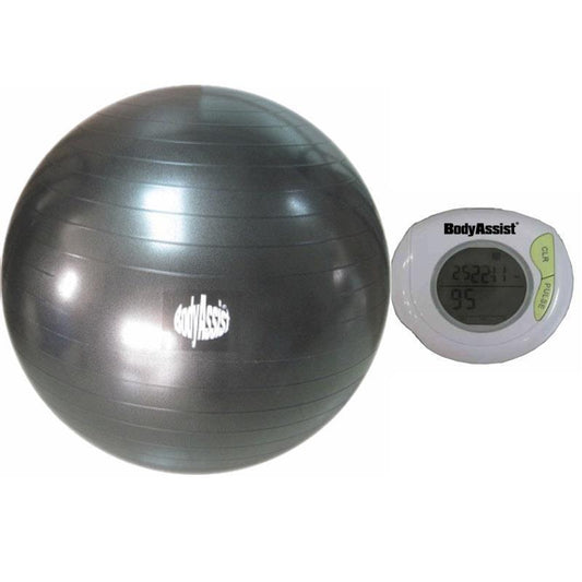 BodyAssist Fitness Ball & Pedometer Starter Bundle - Black 75cm-Auzzi Store