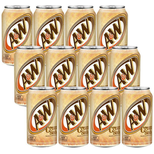 A&W Cream Soda 355mL - 12 Pack of Classic Vanilla Flavor