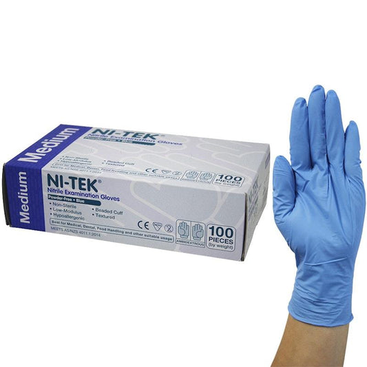 NI-TEK Nitrile Powder Free Gloves - Medium Size (100 Pieces/Box)