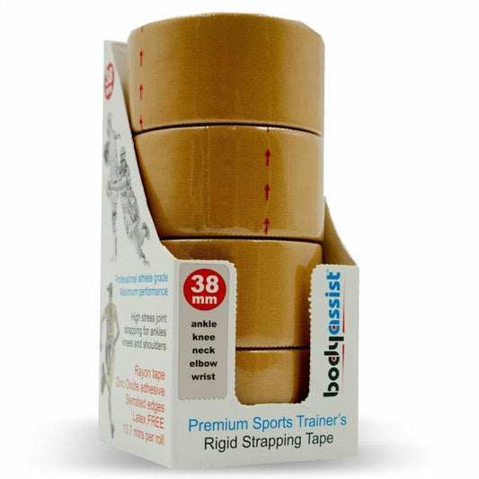 BodyAssist Rigid Strapping Tape - Ankle 3.8cm x 13.7m (4 Rolls)