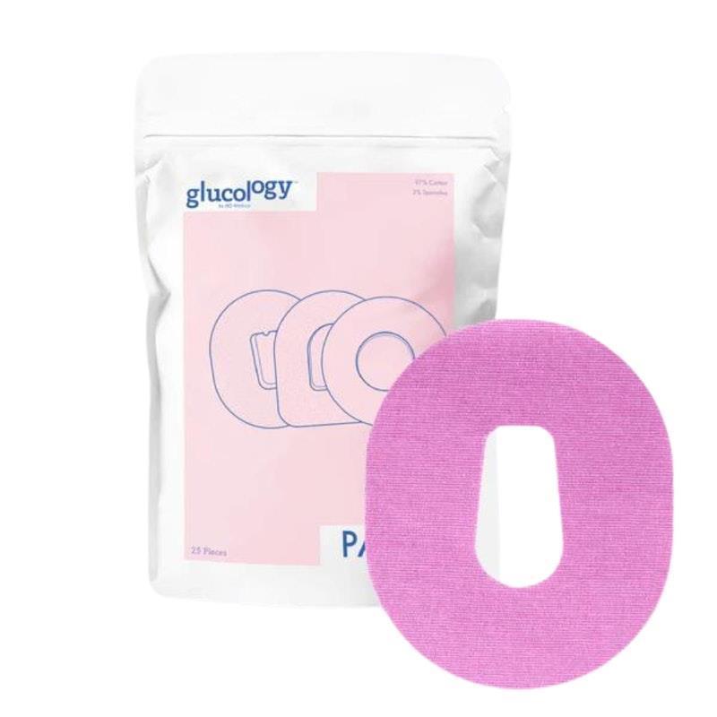 Glucology 25 Pack CGM Patches for Dexcom G6 - Purple - Durable Sensor Protection