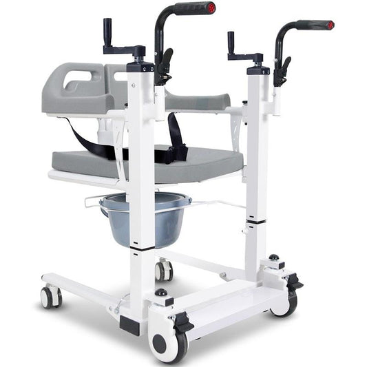 Equipmed 4 In1 Patient Lift Transfer Chair - White & Grey