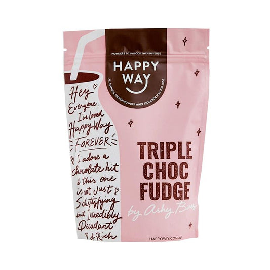 Happy Way Ashy Bines Triple Choc Fudge Whey Protein Powder 500g - Chocolate Lovers' Dream