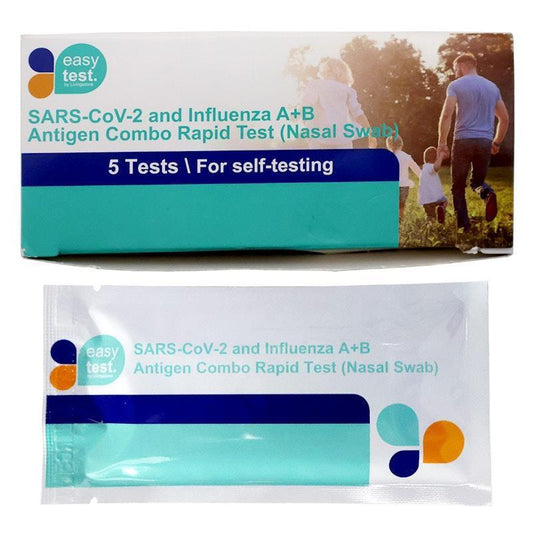 EasyTest COVID-19 & Influenza A/B Antigen Combination Nasal Test Kit (5 Pack)