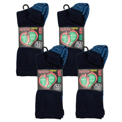 Jack of All Trades Men's Top to Toe Comfort Socks - Navy (12 Pairs, Size 11-14)-Auzzi Store
