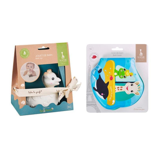 Sophie la girafe Bath Toy & Book Bundle - Natural Rubber Fun