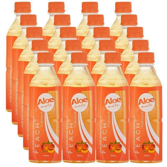Aloe Mate Aloe Vera Drink - Peach 500mL - 20 Pack - Auzzistore