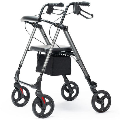 Equipmed 4 Wheel Lightweight Rollator Walker - Titanium