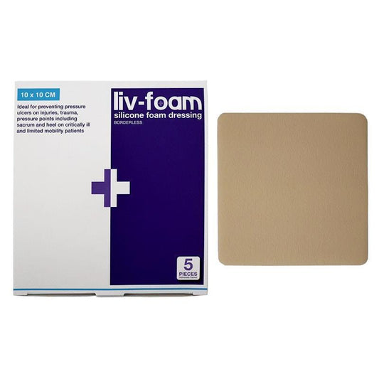 Livingstone Liv-Foam Silicone Foam Dressing - Borderless, 10 x 10cm, 5 Pieces/Box-Auzzi Store