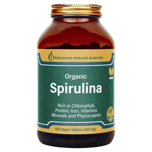 BioGenesis Organic Spirulina Tablets - 600 Tablets for Enhanced Vitality