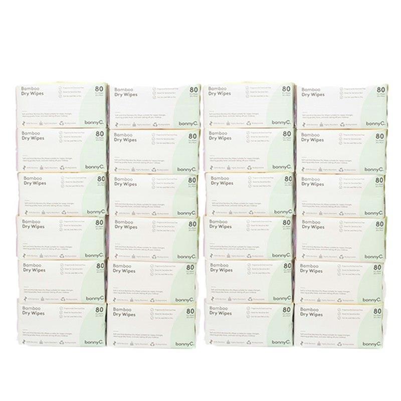 bonnyC Ultimate Wipes Box - 24 Pack of Bamboo Dry Wipes