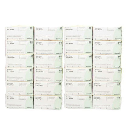 bonnyC Ultimate Wipes Box - 24 Pack of Bamboo Dry Wipes