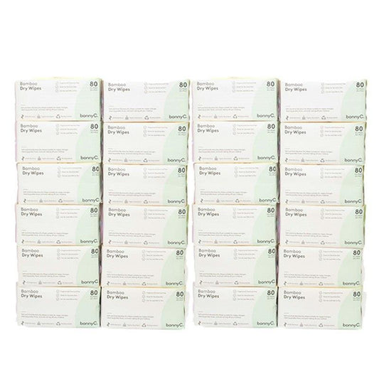 bonnyC Ultimate Wipes Box - 24 Pack of Bamboo Dry Wipes
