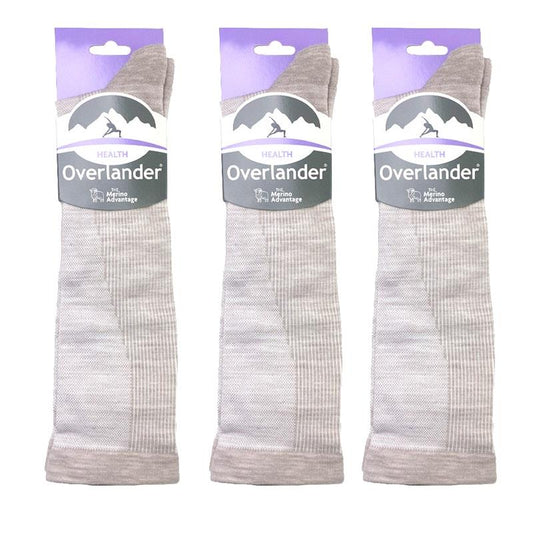 Overlander Men's Merino Wool Health Compression Socks - 3 Pairs, Sandstone Melange, Size 11-14-Auzzi Store