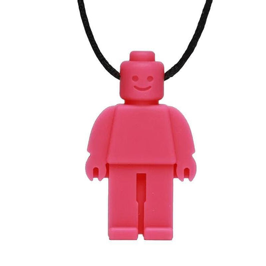Sensory Safari Block Man Necklace - Fuchsia Pink
