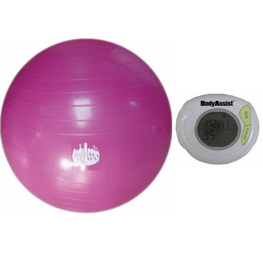 BodyAssist Fitness Ball & Pedometer Starter Bundle - Pink 55cm-Auzzi Store