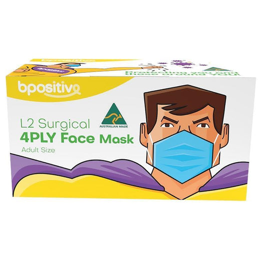 bpositive Non-Sterile Surgical Mask L2 Ear Loop - 4 Layers - 2 Pack - Auzzistore