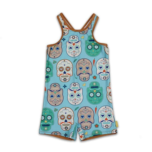 Tyoub Kids Racer Back Kneesuit - Zootie Skulls Calaveras | Terracotta (3 Years)