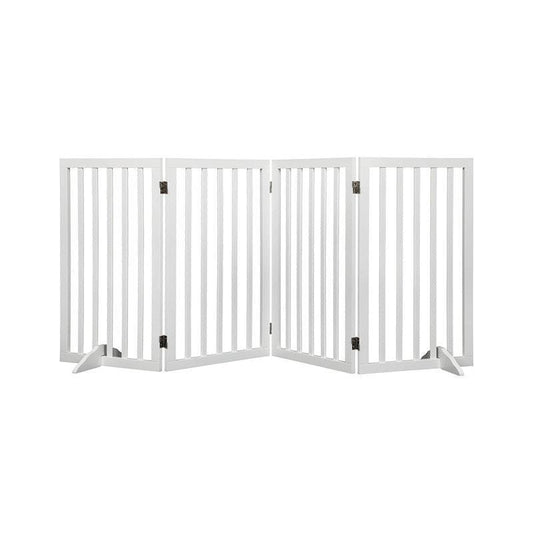 PaWz Wooden Pet Gate Dog Fence - 4 Panel Safety Barrier for Pets
