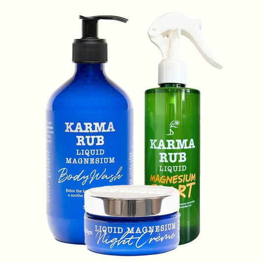 Karma Rub Magnesium Body Wash, Sports Spray, Night Cream Bundle - Complete Care-Auzzi Store