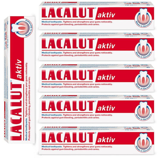 Lacalut Activ Anti-Gingivitis Toothpaste - 6 Tubes x 75ml: Premium Gum Care - Auzzistore