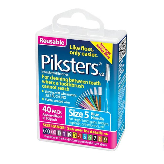 Piksters® Interdental Brushes Blue Size 5 - 40 Pack for Comprehensive Oral Hygiene