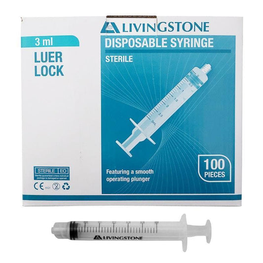 Livingstone 3ml Luer Lock Tip Syringe - 100 Pieces/Box - Auzzistore